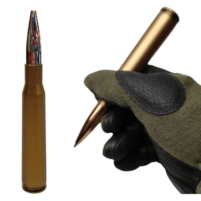 Kugelschreiber Patronenform | Messingfarben | Projektil Silberfarben |14 cm