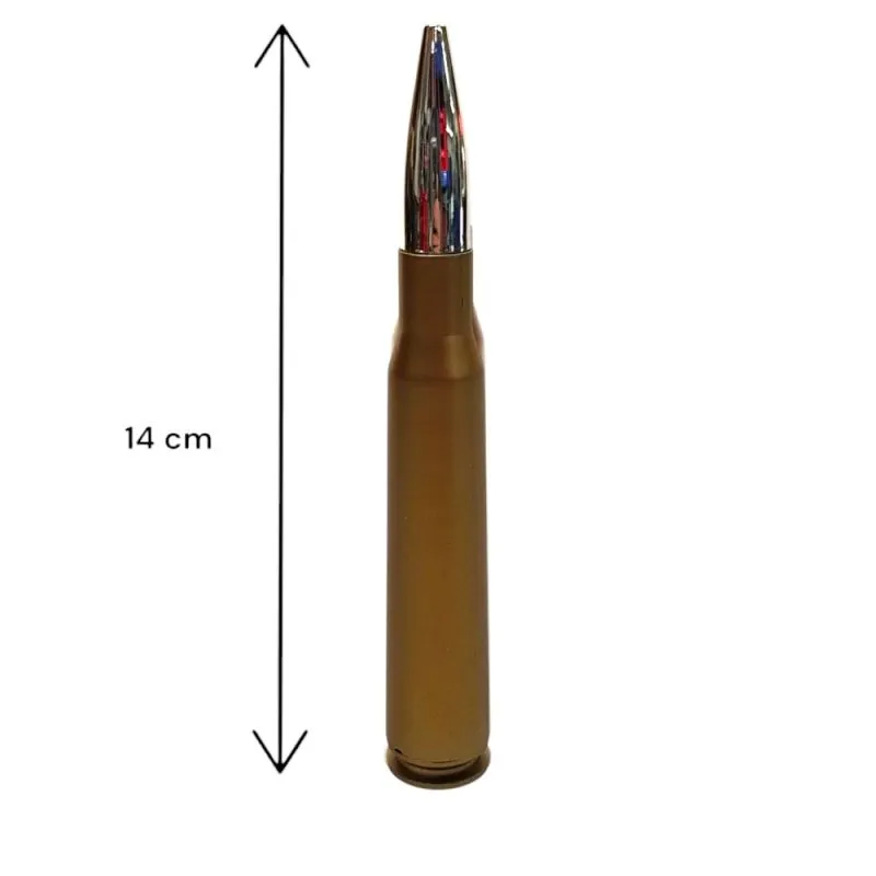 Kugelschreiber Patronenform | Messingfarben | Projektil Silberfarben |14 cm