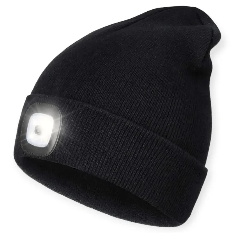 LED Wintermütze Beanie wiederaufladbar Unisex Schwarz