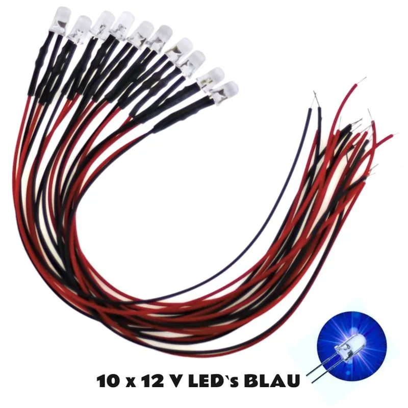 LEDs 5mm 12V Blau 10 Stück