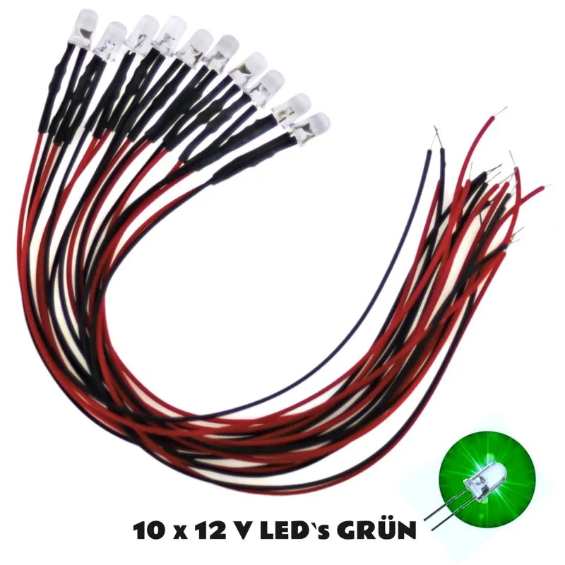 LEDs 5mm 12V Grün 10 Stück