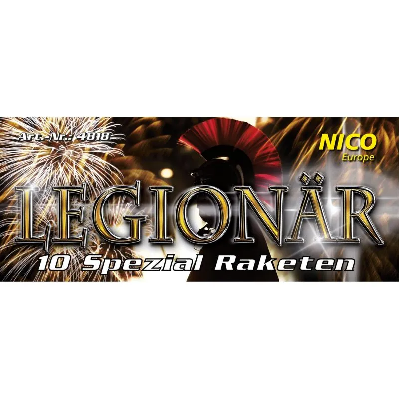 Legionär Raketen-Set 10 Stück – grün, gold & silber Glittereffekt | NICO