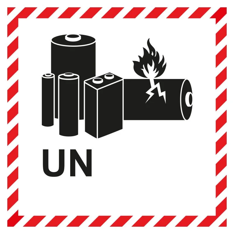 Lithium-Batterie Aufkleber UN – blanko zum Selbstbeschriften | Folie | 100 × 100 mm