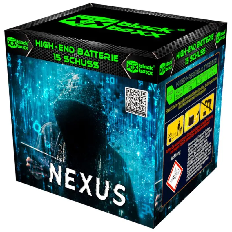 Nexus 15 Schuss – Silberne Crackling-Feuersäulen & knisternde Buketts | 20 mm | ca. 20 Sek. | Blackboxx