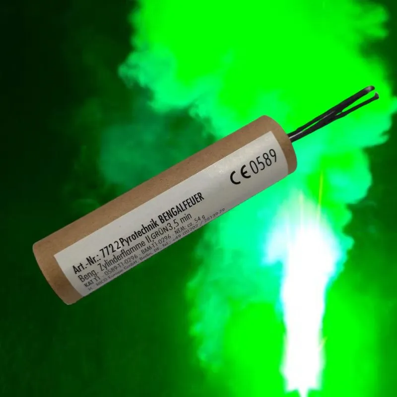Bengalische Zylinderflamme GRÜN 3,5 min NICO