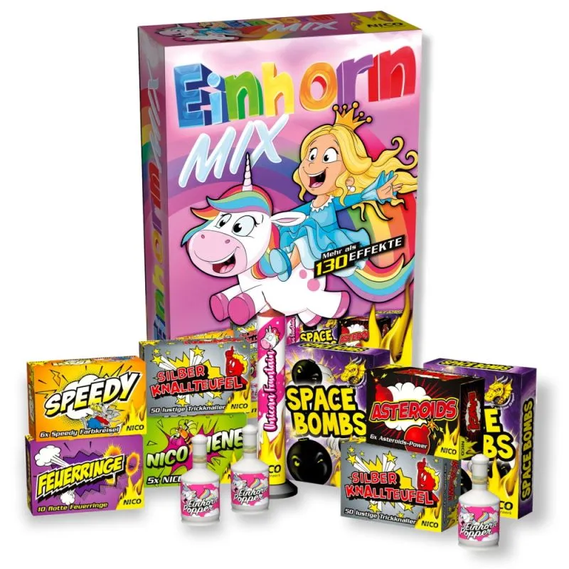 Einhorn Mix Jugendfeuerwerk | 12 Abenteuer | 130 Effekte | NICO