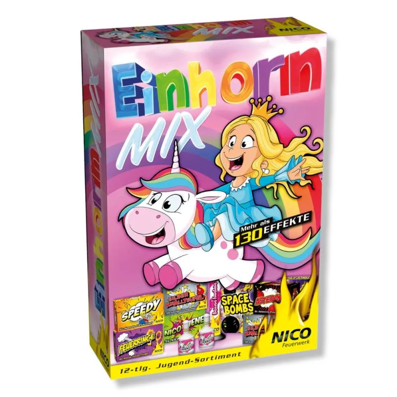 Einhorn Mix Jugendfeuerwerk | 12 Abenteuer | 130 Effekte | NICO