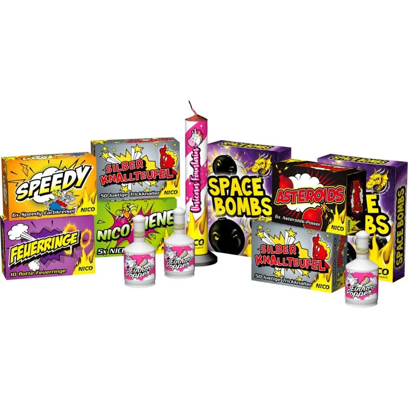 Einhorn Mix Jugendfeuerwerk | 12 Abenteuer | 130 Effekte | NICO