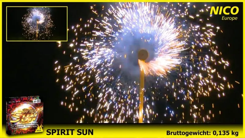 Multieffekt Feuerwerk Sonne | 50 Sek. Effektdauer | Fünffache Verwandlung | NICO