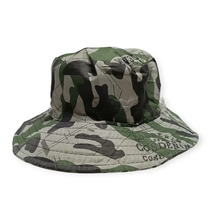 Outdoor-Hut mit Camouflage-Muster wendbar | UV-Schutz & Atmungsaktiv | Schwarz/Grün