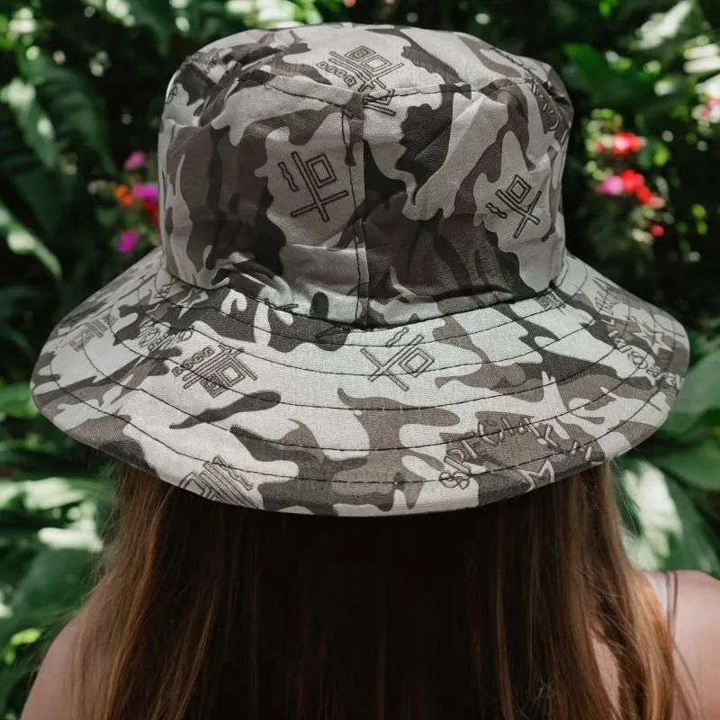 Outdoor-Hut mit Camouflage-Muster wendbar | UV-Schutz & Atmungsaktiv | Schwarz/Grün