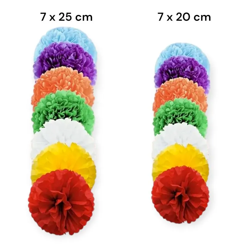 Papierblumen Kugel Pom-Pom 14 Stück 25 / 20 cm bunt