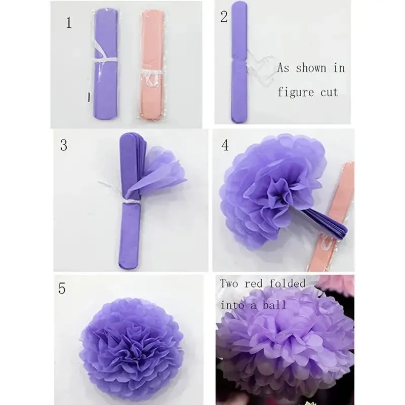 Papierblumen Kugel Pom-Pom 14 Stück 25 / 20 cm bunt