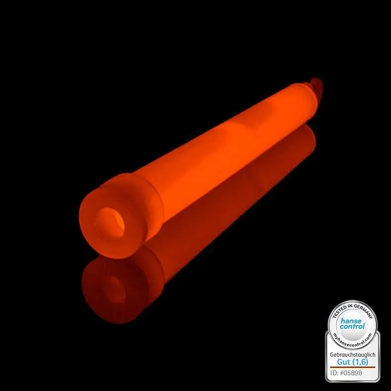 Power Knicklicht Orange 15 cm | Leuchtstab mit Haken & Befestigungsband | Leuchtet bis zu 8 Stunden