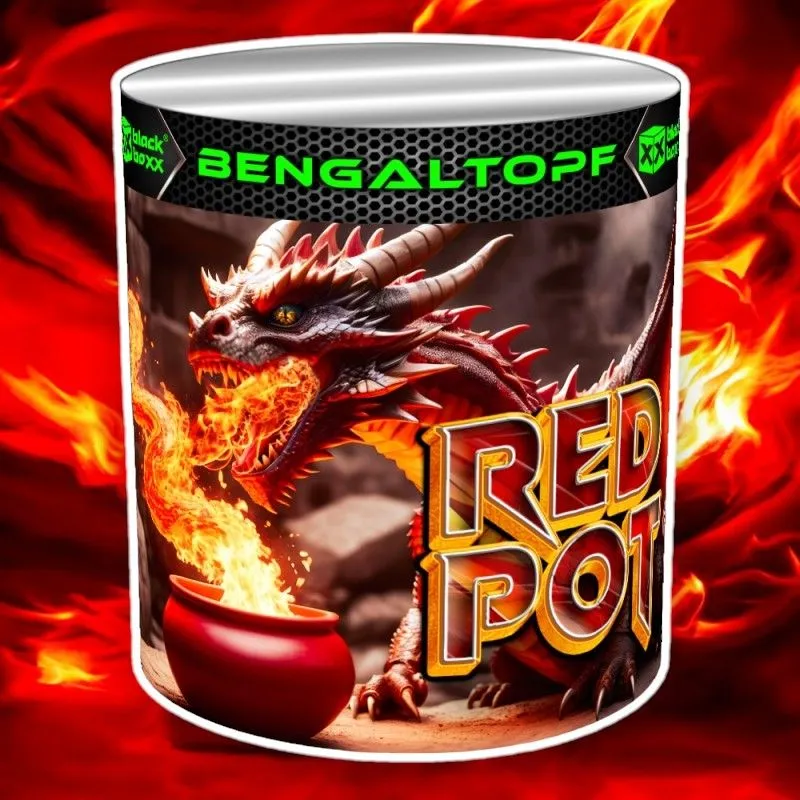 Red Pot großkalibriger Bengaltopf | Intensiv leuchtend | Blackboxx