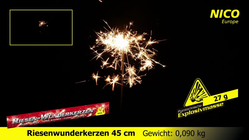 Riesen Wunderkerzen 45 cm | 20 Stück | 90 Sekunden Brenndauer | NICO