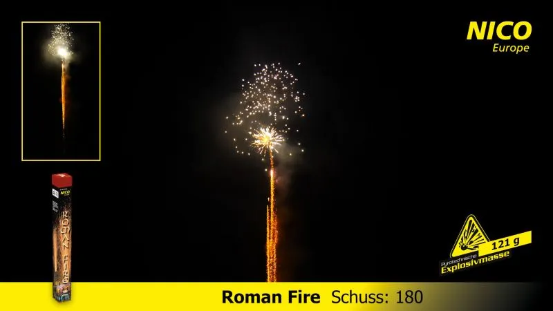 ROMAN FIRE | Römisches Lichterbündel 180 Schuss | NICO