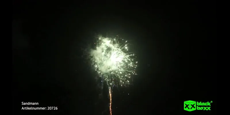 Sandmann 25 Schuss – Lila Buketts & Goldflimmerschweif mit Grünflimmerwolke | 25 mm | ca. 30 Sek. | Blackboxx