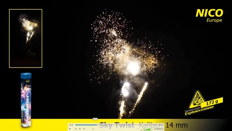 80 Schuss Römisches Lichterbündel mit Chrysanthemen-Effekten Sky Twist NICO