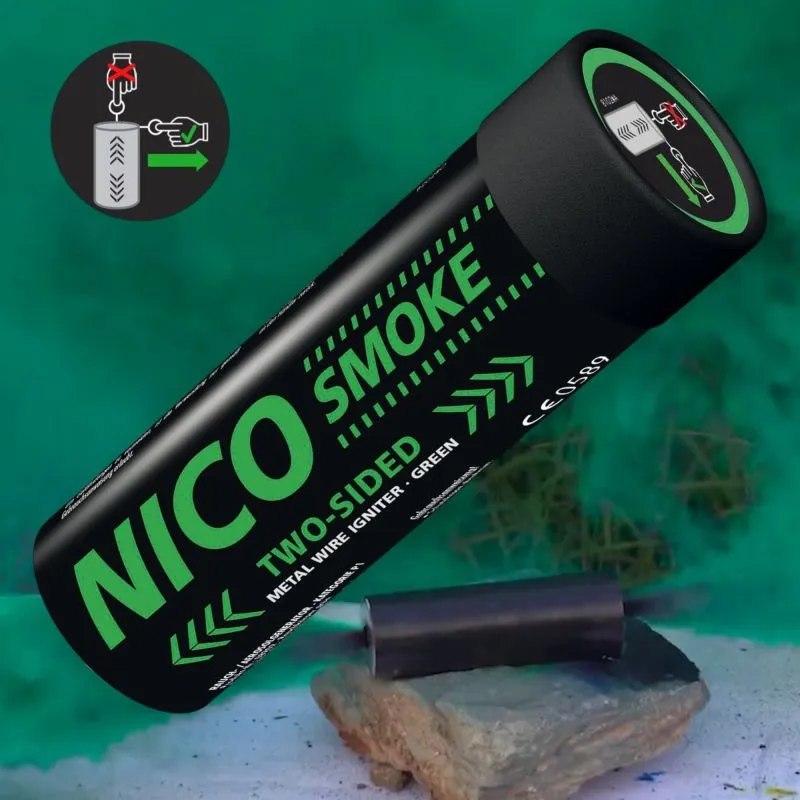 Smoke 50 Sek. Rauch grün Doppelseitig mit Reißzünder NICO