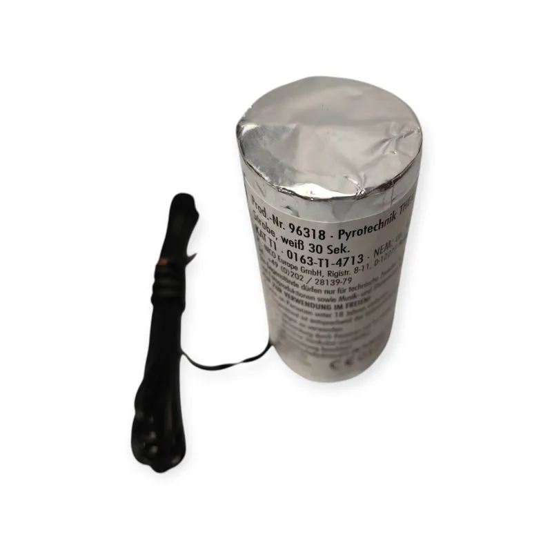 Weiße Strobe-Blitzfontäne mit 30 Sekunden Brenndauer und elektrischem Zünder – T1 Pyrotechnik von NICO, ganzjährig ab 18 Jahren frei verkäuflich.