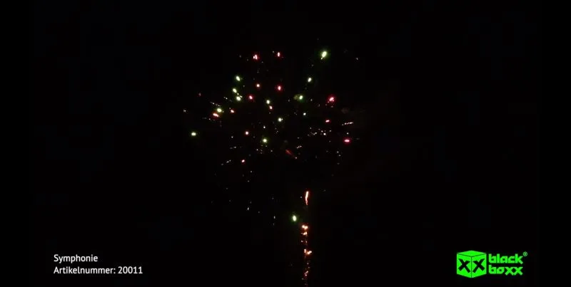 Symphonie 15 Schuss – Purpur- & Grünbuketts mit Goldstaubblinkern | 20 mm | ca. 25 Sek. | Blackboxx