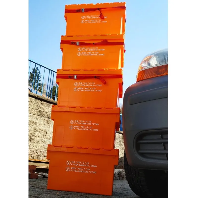 Gefahrgut Transport und Lagerkiste GGVS Kunststoffkiste 63L | Kat I, II, III und Feuerwerk | Staffelpreise