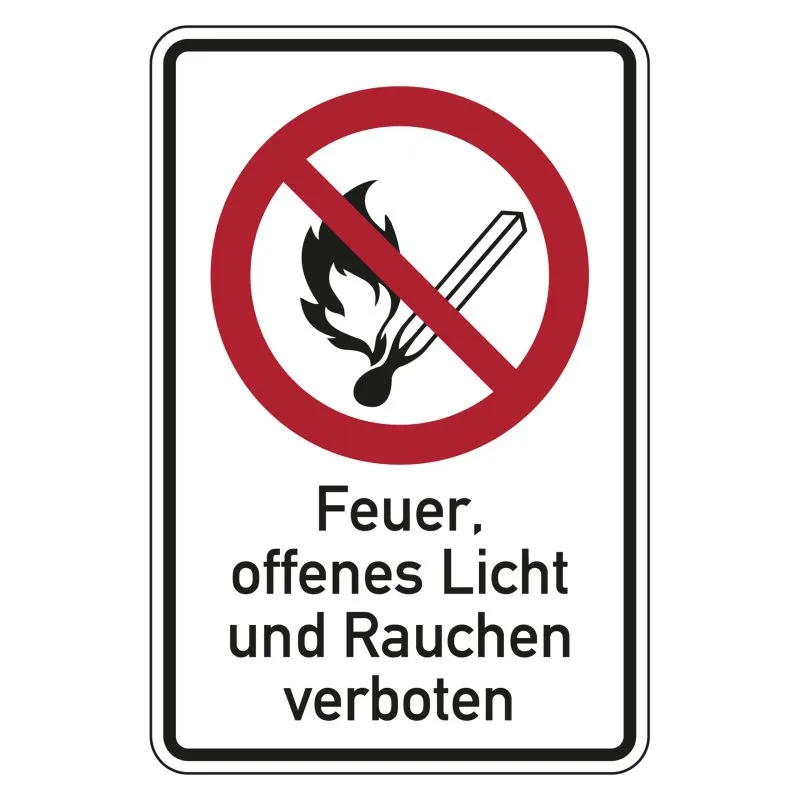 Verbotsschild Kein Feuer | offenes Licht | Rauchen verboten | Kunststoff Schild 200 × 300 mm
