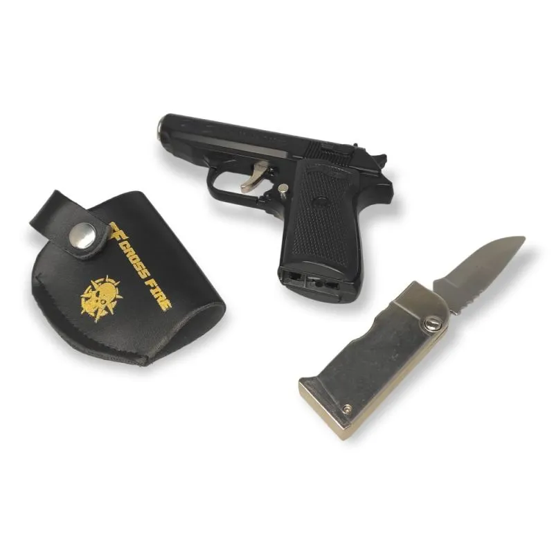 PPK Pistole Sturmfeuerzeug mit integriertem Messer | Schwarz | Walther