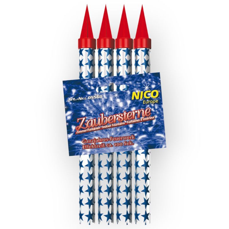 Zaubersterne mit Silberfunken, 4er-Btl., ca. 100 sek. | NICO