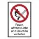 Verbotsschild Kein Feuer | offenes Licht | Rauchen verboten | Kunststoff Schild 200 × 300 mm