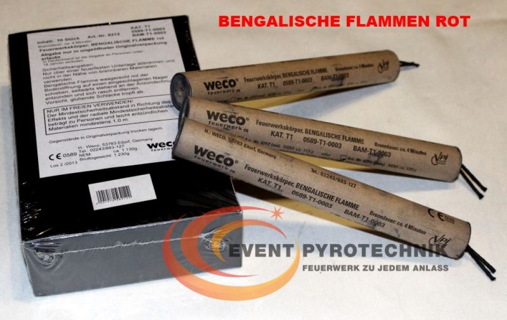 WECO Bengalische Zylinderflamme ROT  4 min