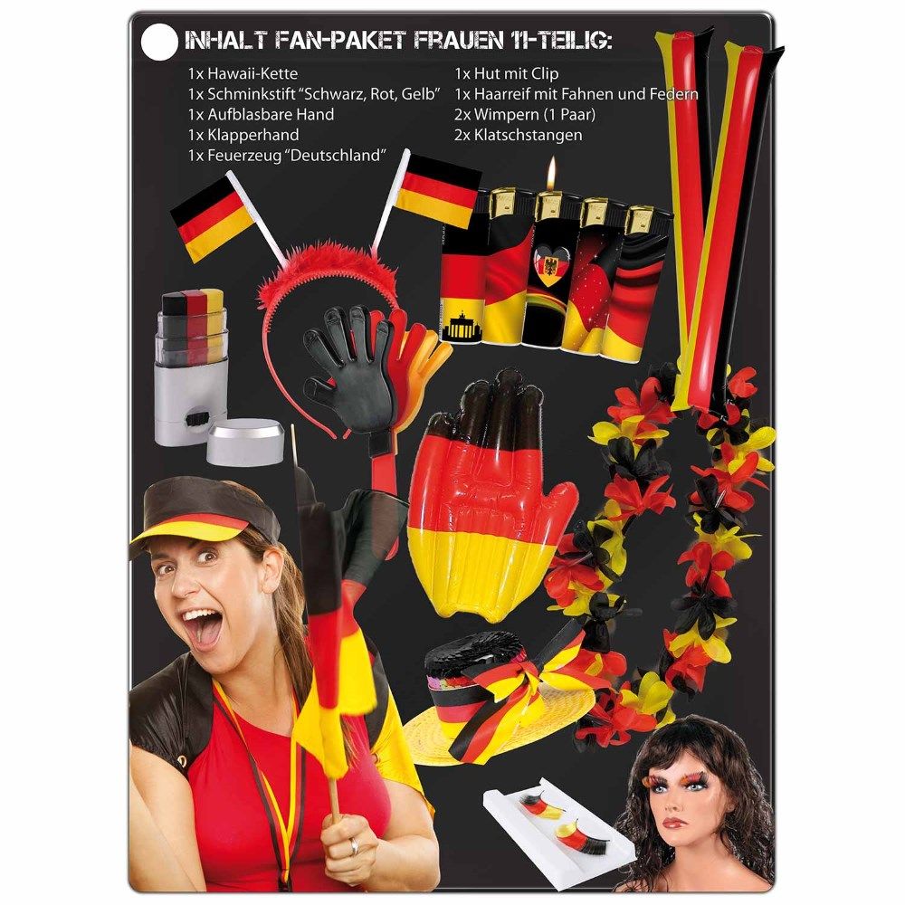 Fan Set Deutschland Haarreif Flaggen Fliege Fanartikel WM EM Fußball 