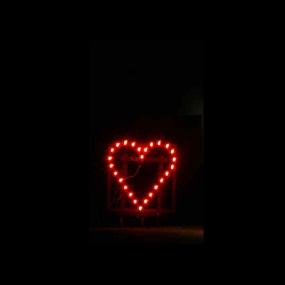 Komplett aufgebautes Lichterbild Brennendes Herz 70 x 70cm