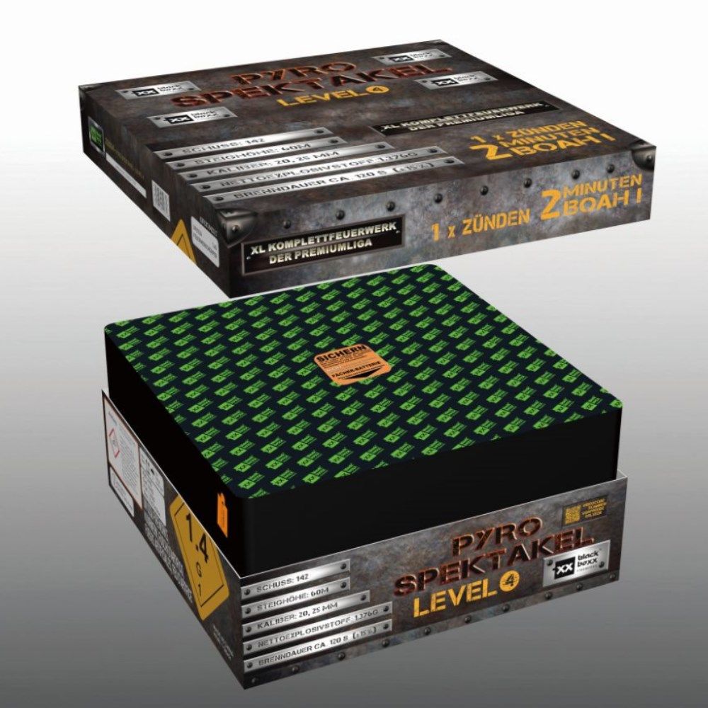 Blackboxx Pyro Spektakel Level 4 Verbundfeuerwerk 142 Schuss 120 Sek.