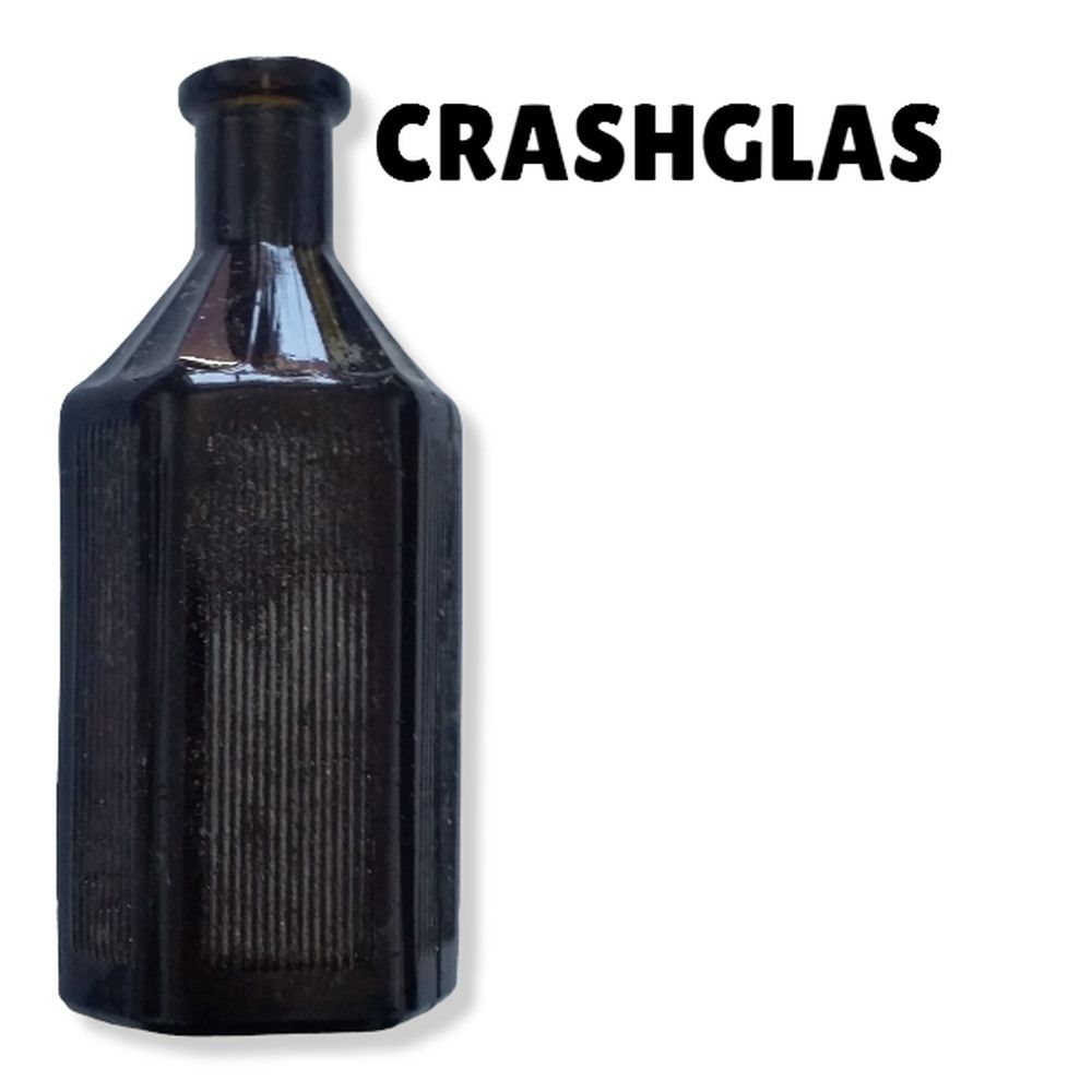 Crashglas Medizinflasche Eckig 150ml Braun