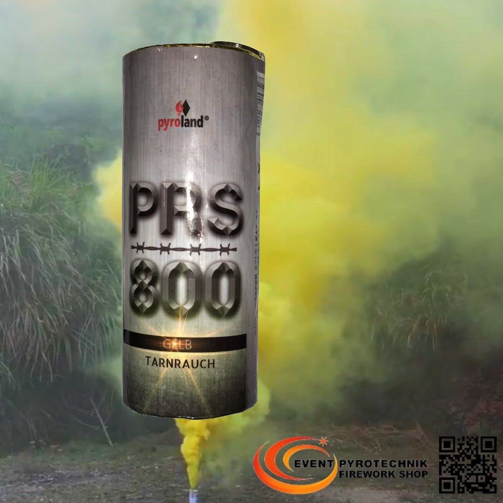 Pyroland PRS800 Tarnrauch Mega Rauchtopf mit Reißzünder Gelb 45 Sek.
