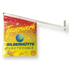 Werbefahne Feuerwerk | Silberhütte Pyrotechnik VPI | Inkl. Wandhalterung | 50 x 70 cm