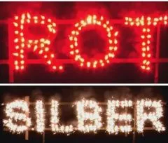 NC Figurenlichter | 25 Stück | Raucharm Rot zu Silber | Lichterlanzen | Blackboxx