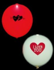 LED Luftballons Rot und Weiß I LOVE YOU 5 Stück