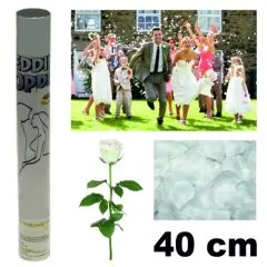 Konfetti Shooter Konfettikanone Hochzeit weiße Rosenblätter 40cm
