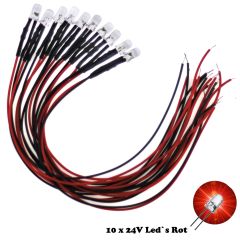 LEDs 5mm 24V Rot 10 Stück