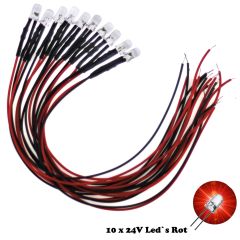 LEDs 5mm 24V Rot 10 Stück