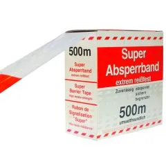 Absperrband Flatterband Rot-Weiß 500 m – reißfestes PE | im Spenderkarton