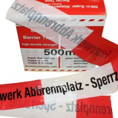 Absperrband  Flatterband 500 m x 80 mm Rot / Weiß Feuerwerk Abbrennplatz