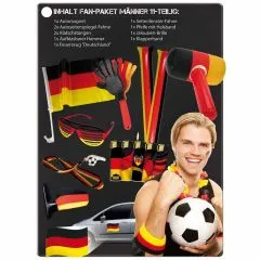 Deutschland Fan-Set für Männer | 11-teiliges Fußball-EM, WM & Olympia Paket