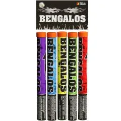 Bengalos | 5er-Set Bengal Fackeln | Rot, Grün, Gelb, Blau, Lila | Lesli