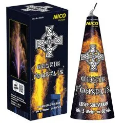 Celtic Fountain – Goldvulkan mit blauen Sternen | 5 m Effekthöhe | NICO