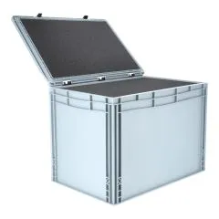 Eurobehälter mit Scharnierdeckel & Rasterschaumstoff 60 x 40 x 43,5 cm | AUER Packaging