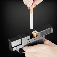 Feuerzeug Pistole Sturmfeuerzeug mit Zigaretten Fach Schwarz